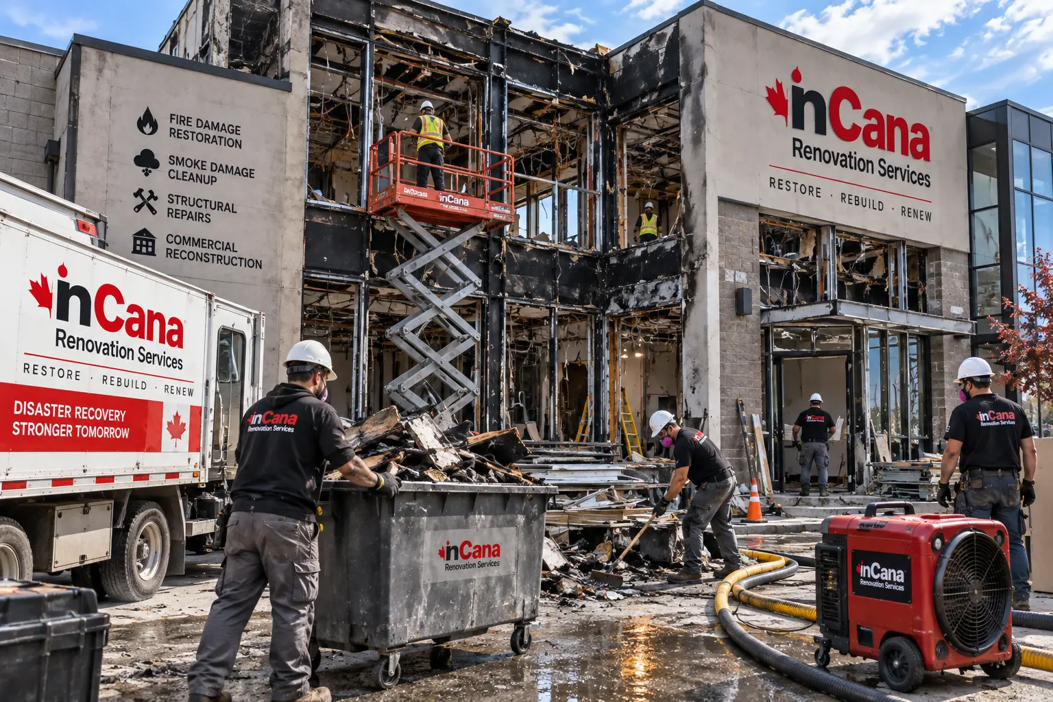 Professional fire and smoke damage restoration project