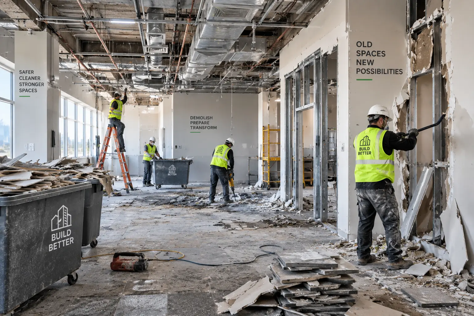Interior demolition preparing a property for renovation