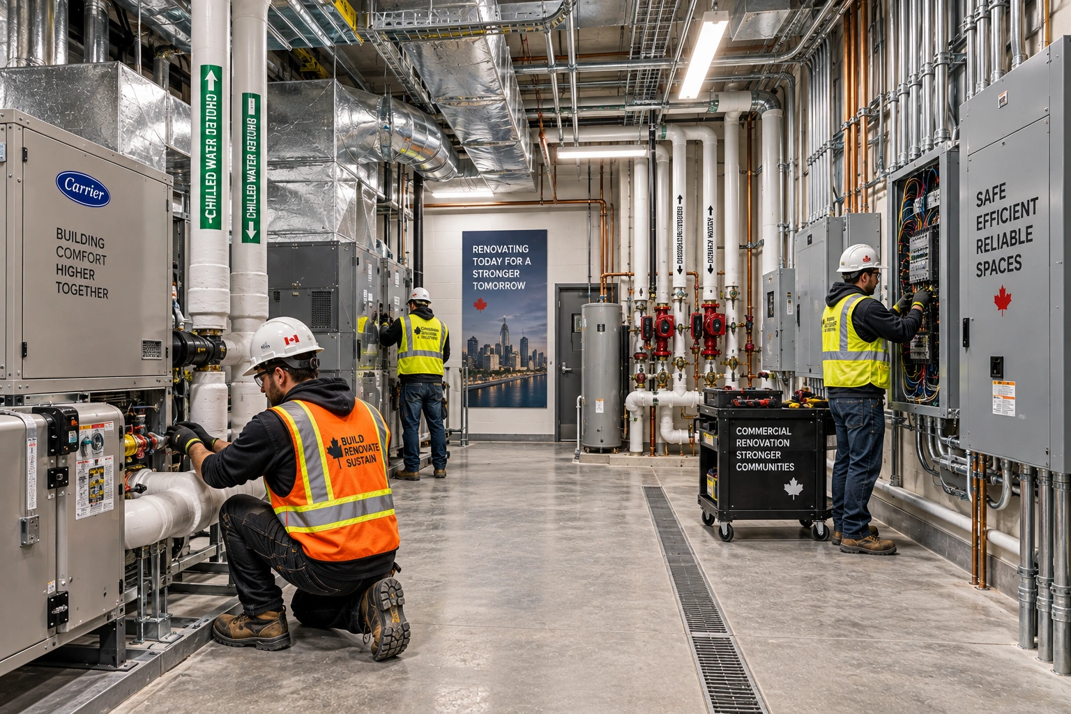 Modern commercial MEP infrastructure installation