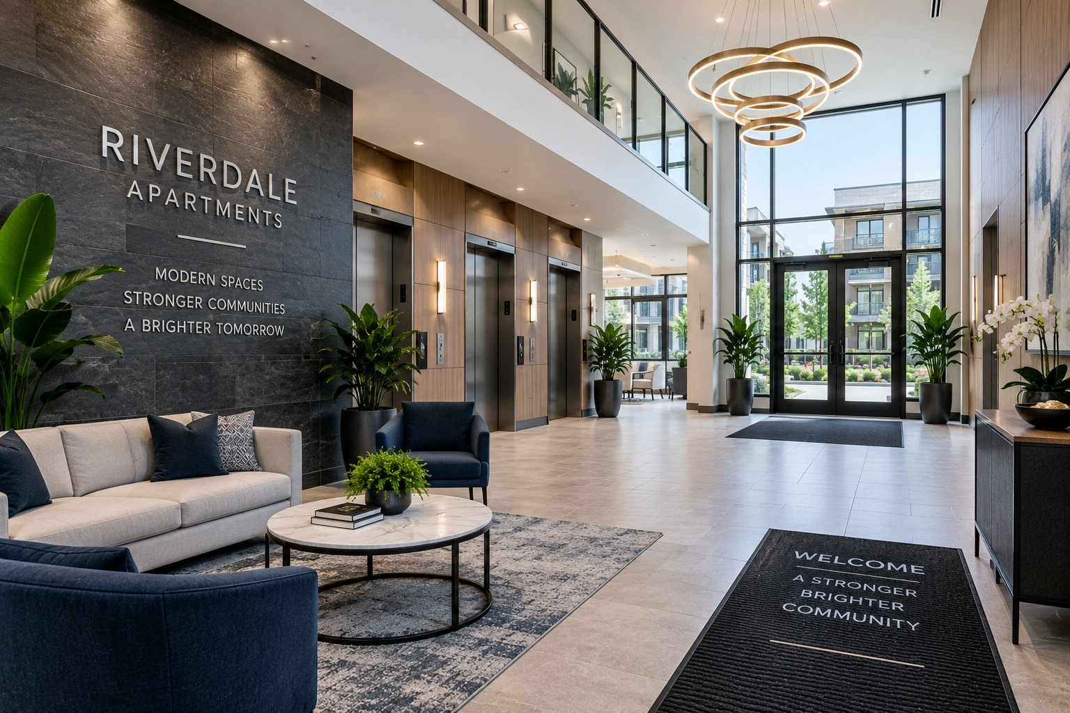 Modern renovated multi-unit residential building interior