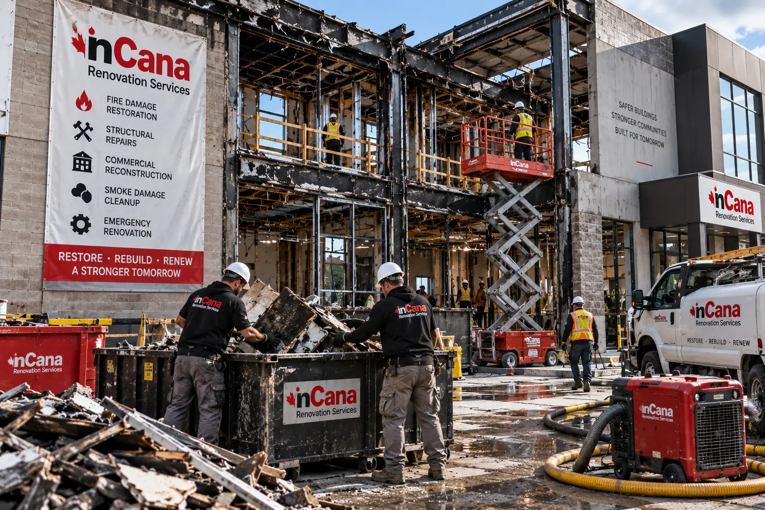 Building restoration after fire and smoke damage