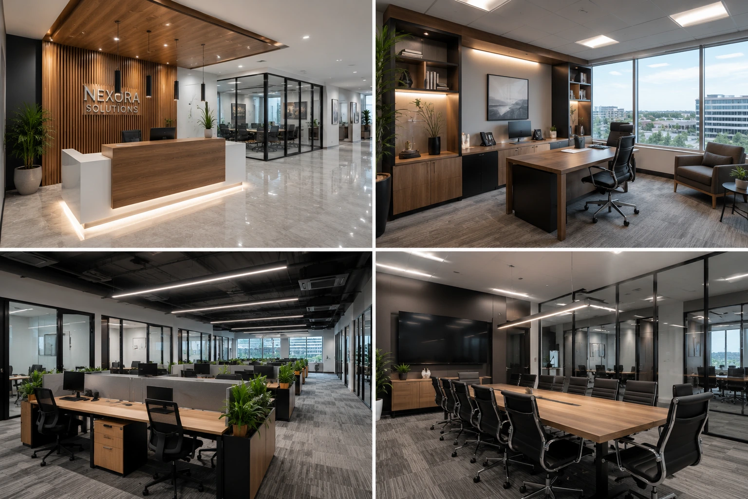 Commercial tenant fit-out with modern interior finishes