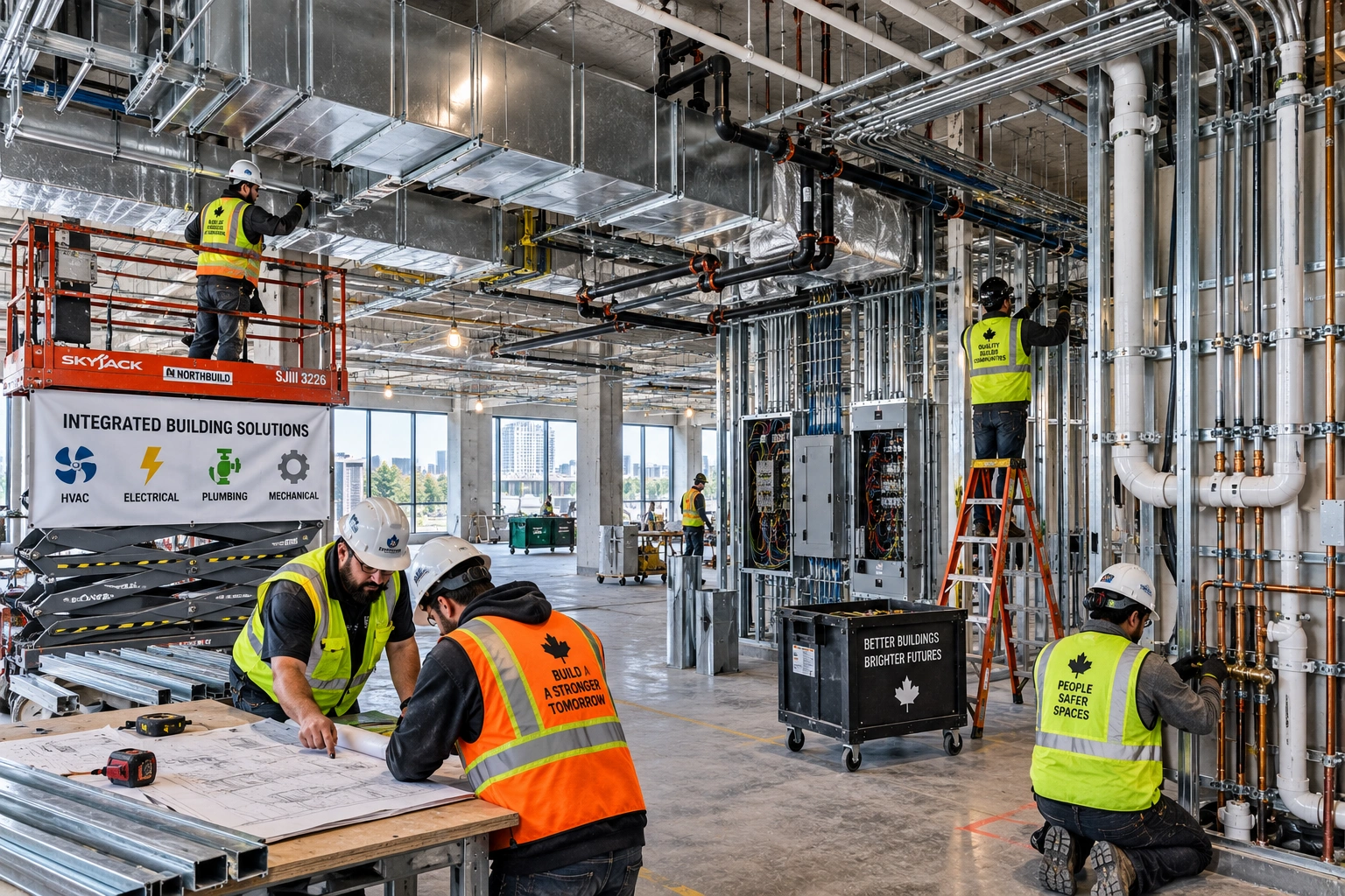 Modern commercial MEP infrastructure installation