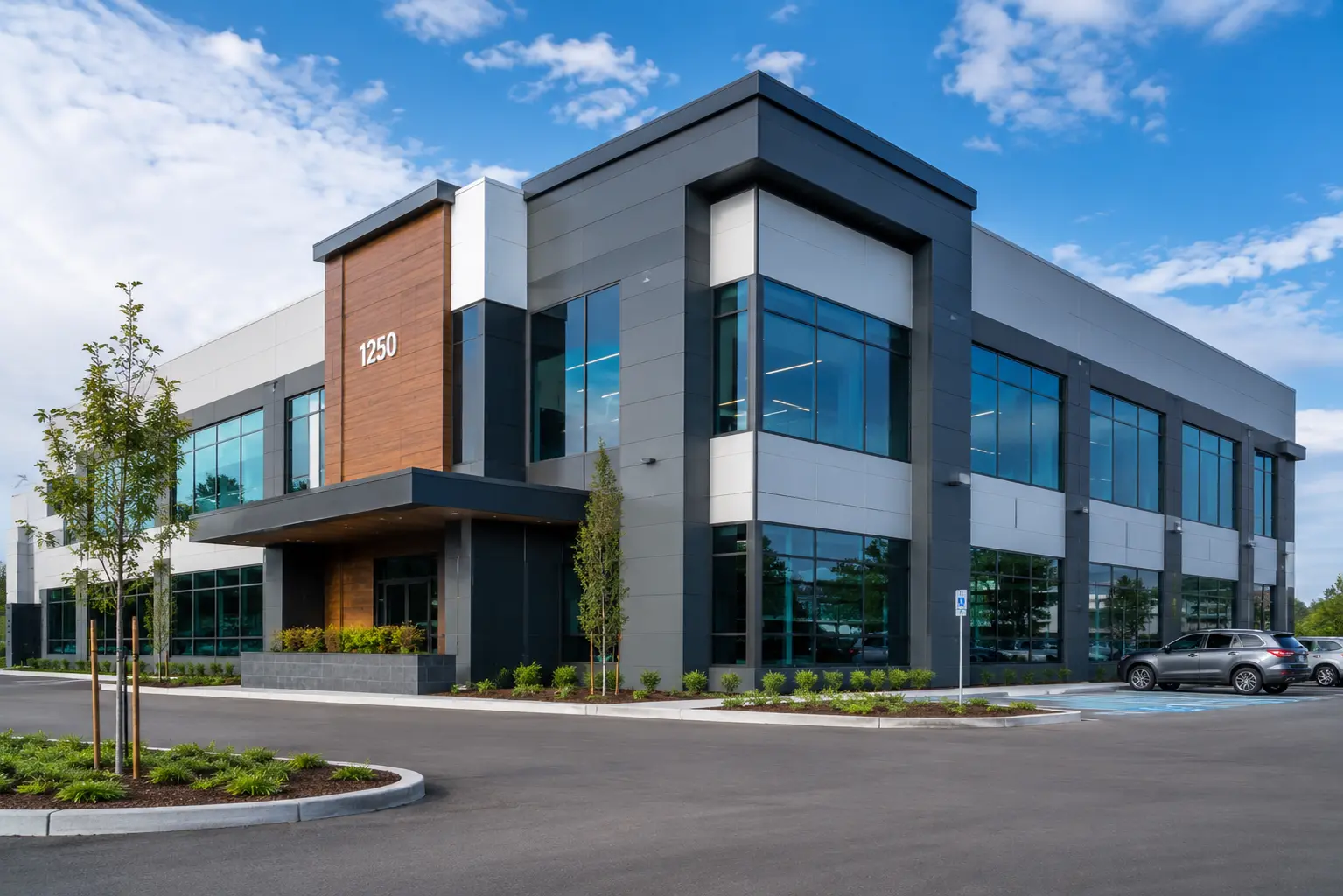 Commercial building undergoing professional modernization and renovation