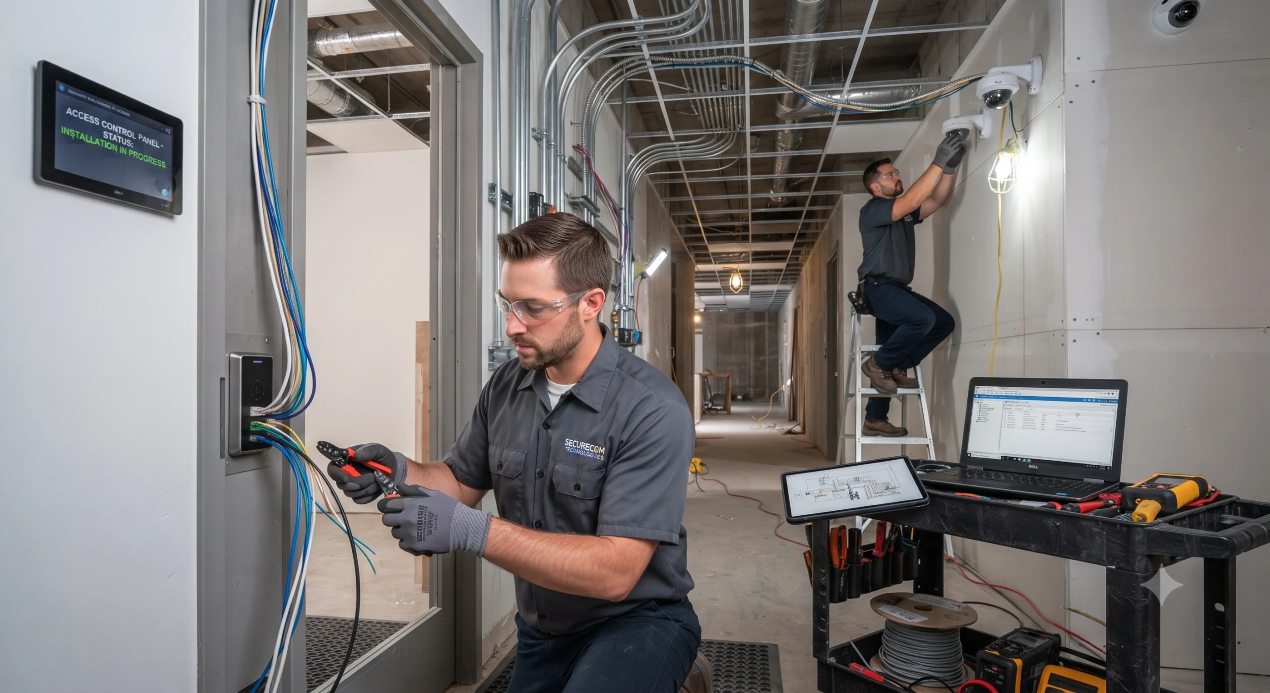 Commercial CCTV camera and access control installation