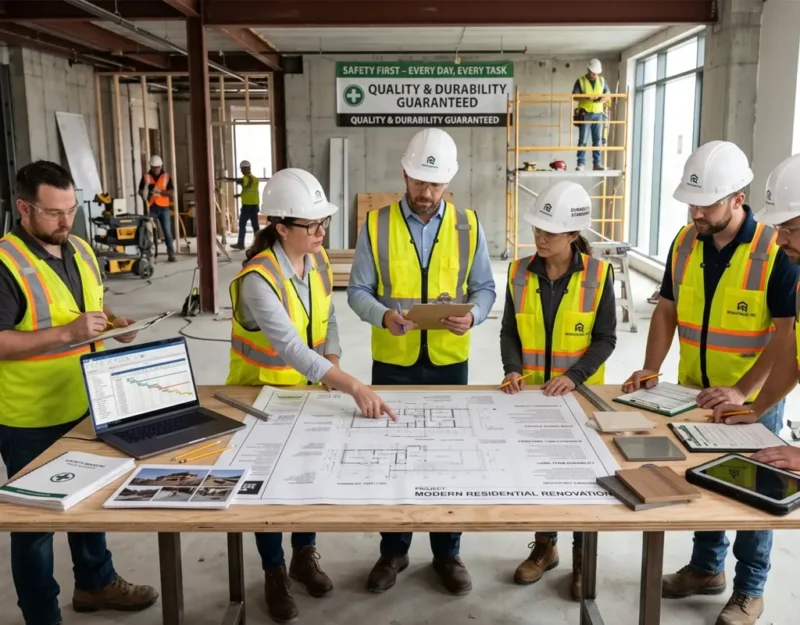 Commercial renovation professionals upgrading office interiors