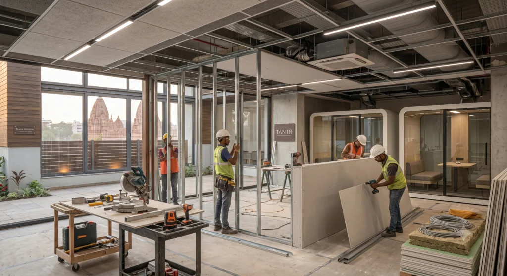 Commercial tenant fit-out with modern interior finishes