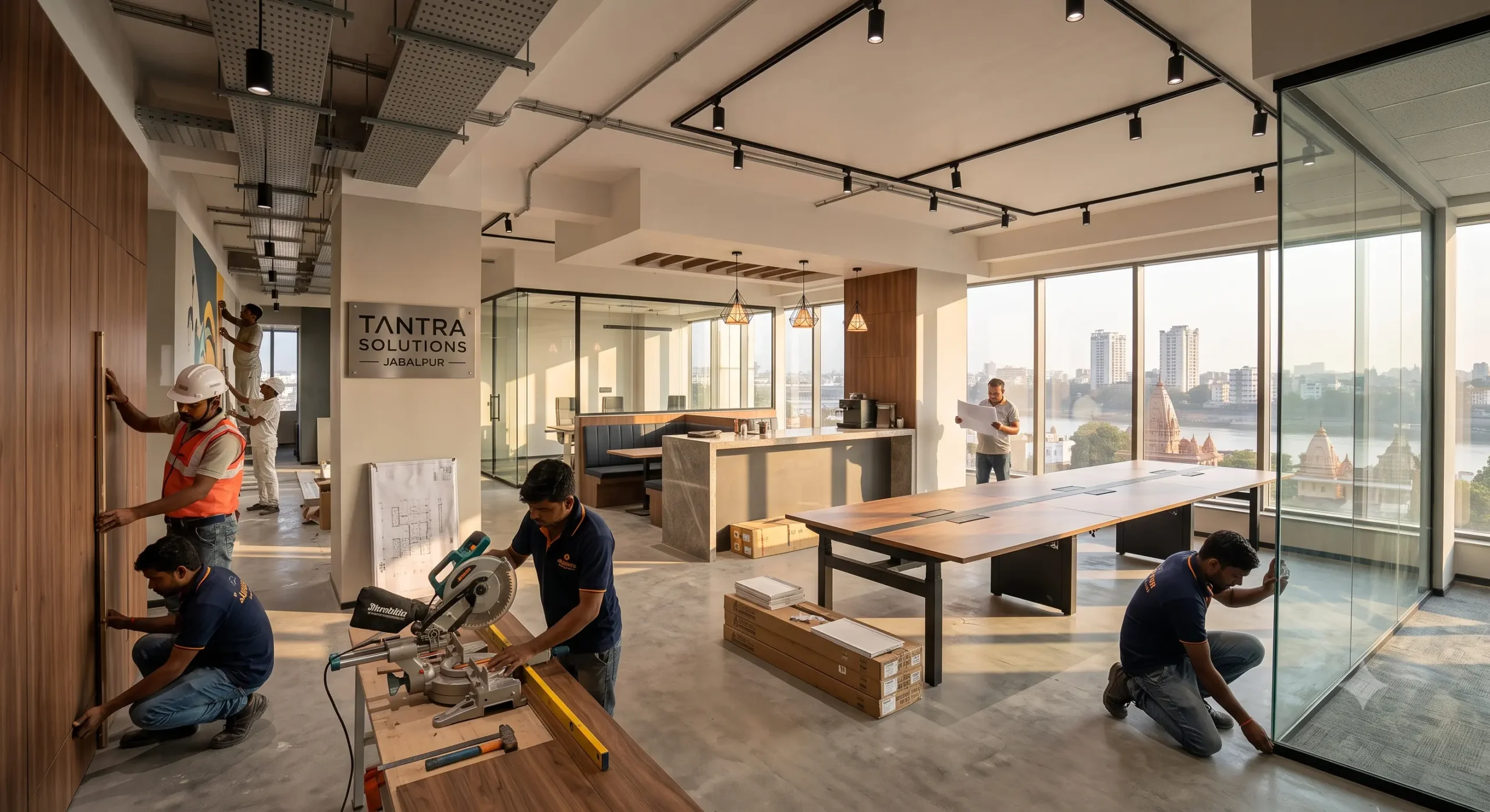 Newly renovated commercial tenant space with modern interior design