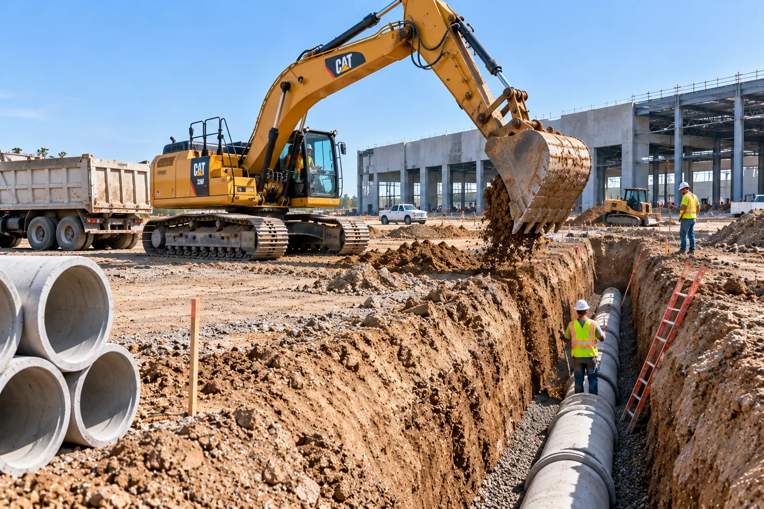 Heavy machinery performing excavation work