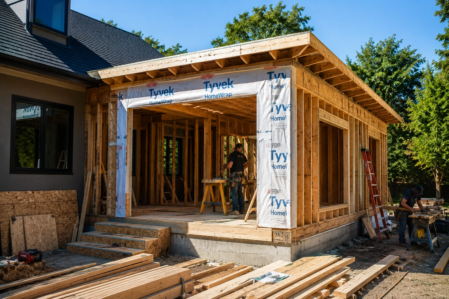 Professional construction of a custom home addition