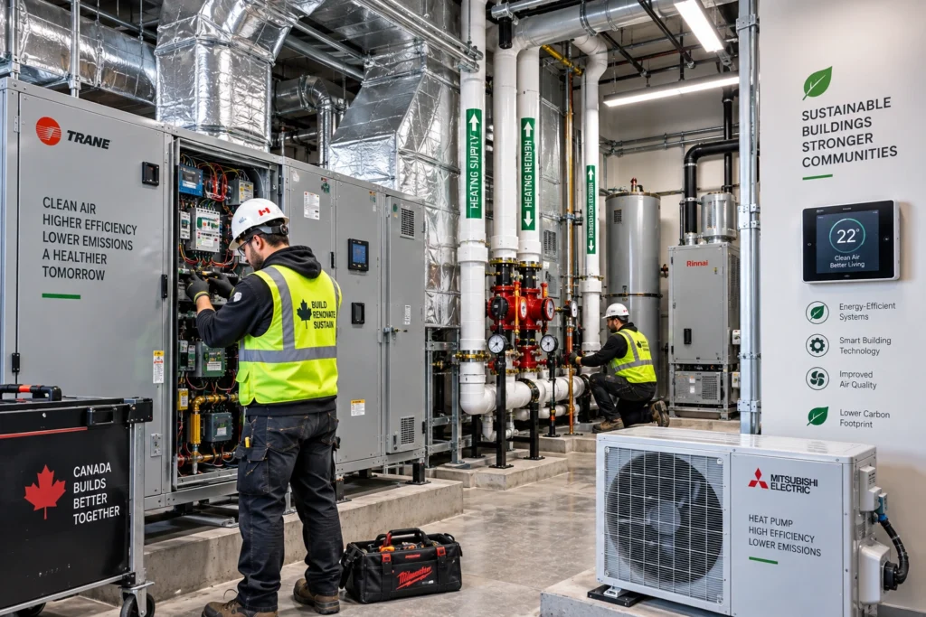 Modern energy-efficient HVAC system installation
