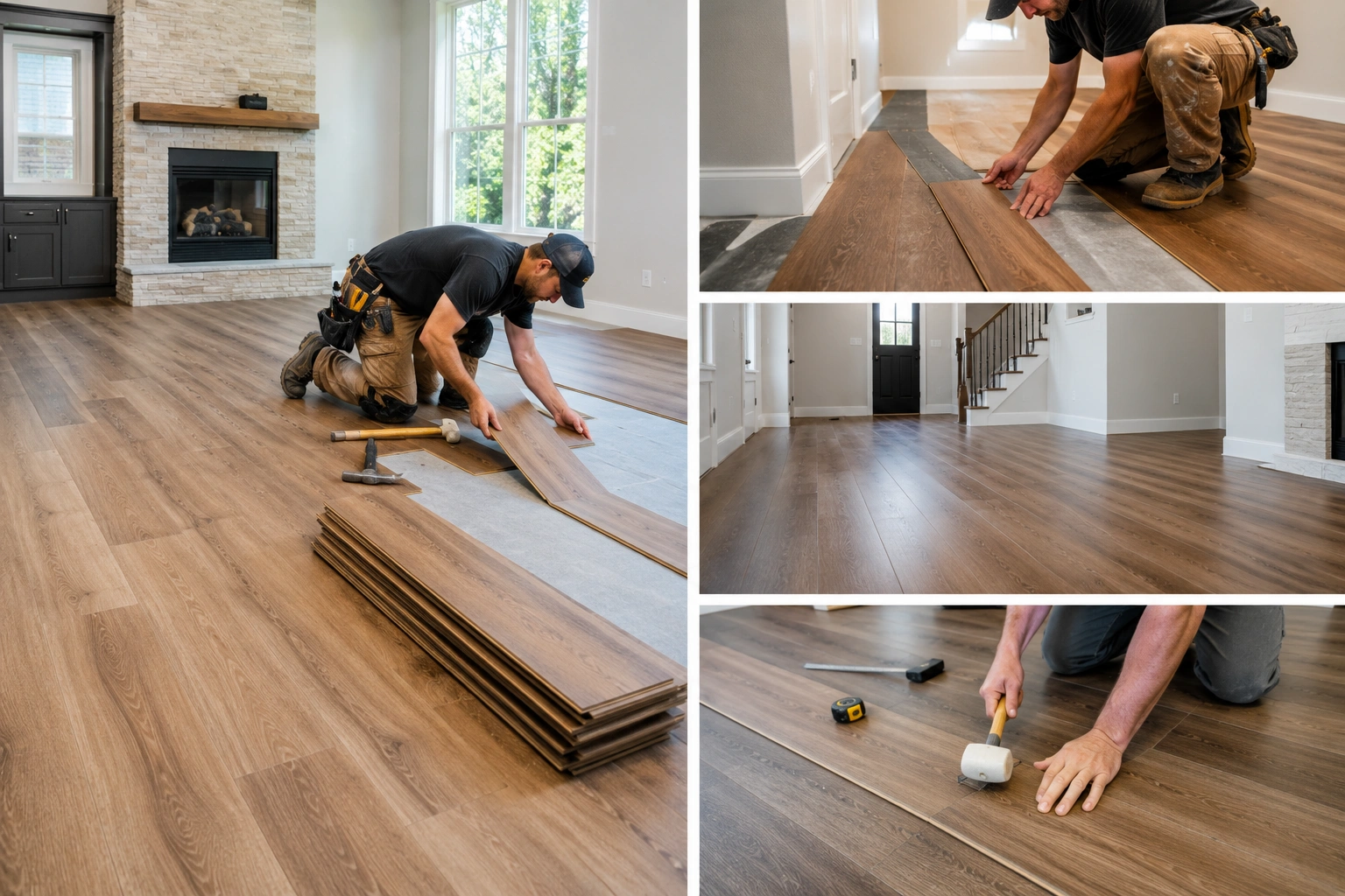 Professional flooring installation in a modern home
