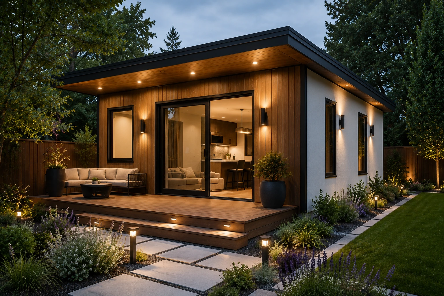 Modern detached garden suite with contemporary exterior
