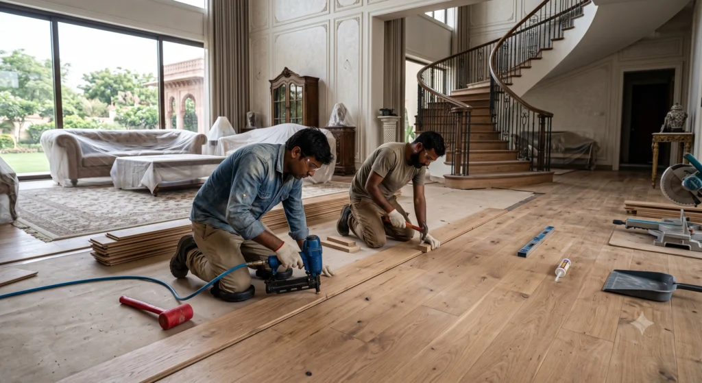 Installing premium hardwood flooring