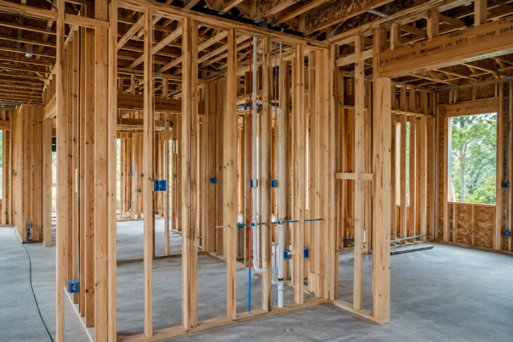 Wood framing for interior residential renovation