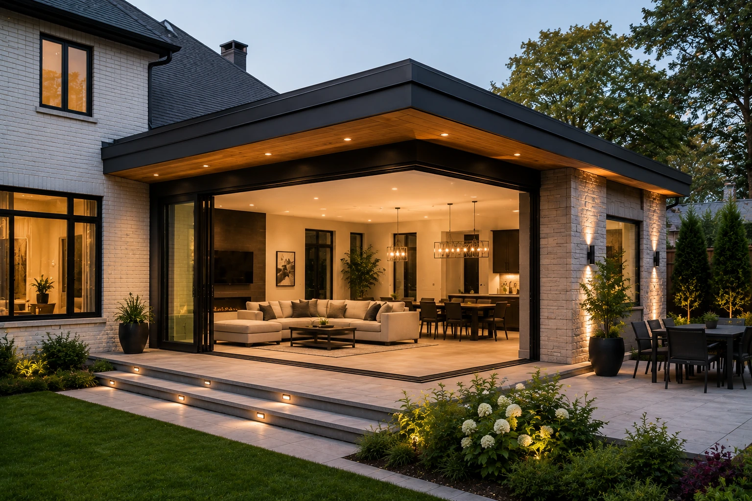 Elegant home expansion with spacious living area