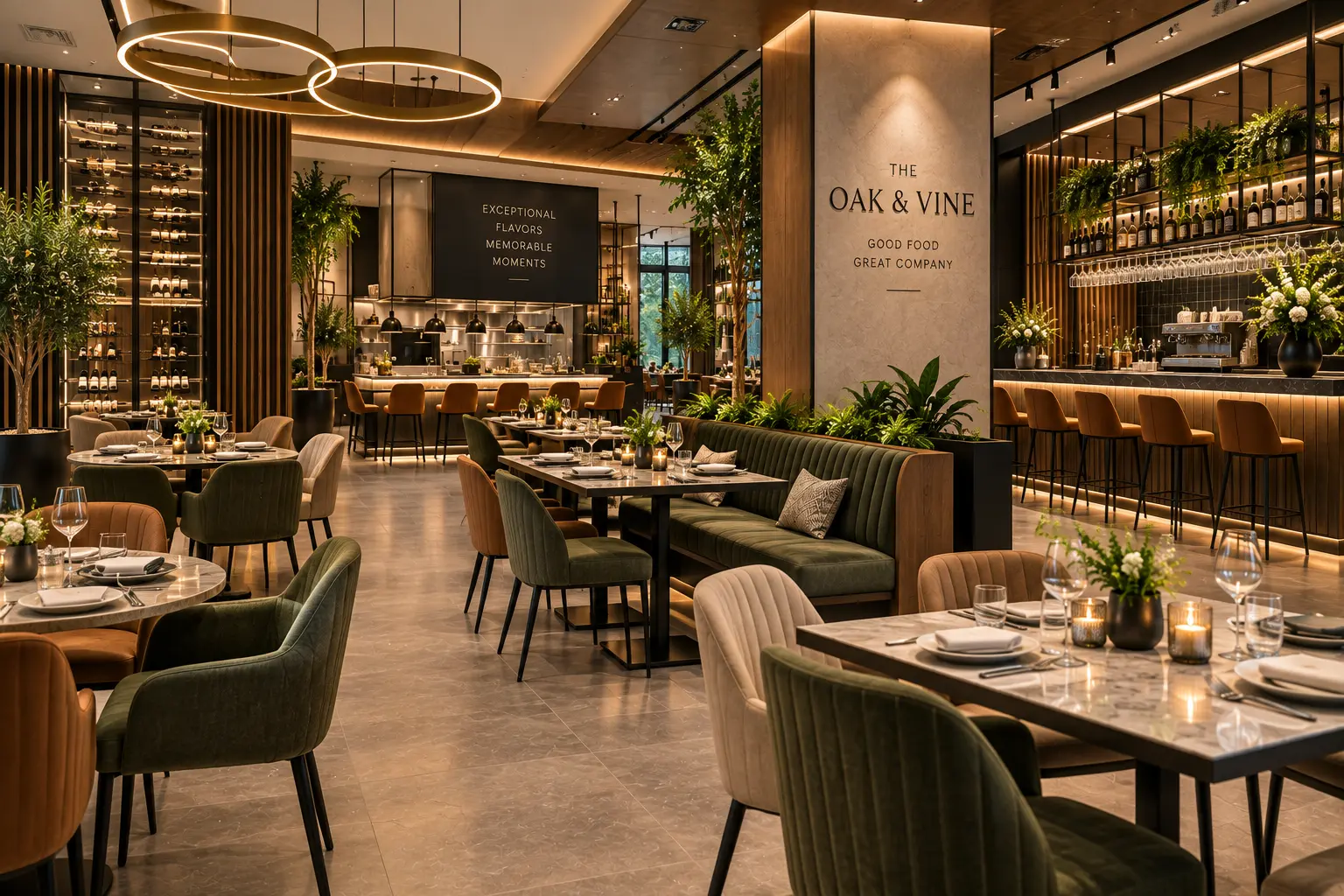 Beautifully remodeled commercial restaurant dining space