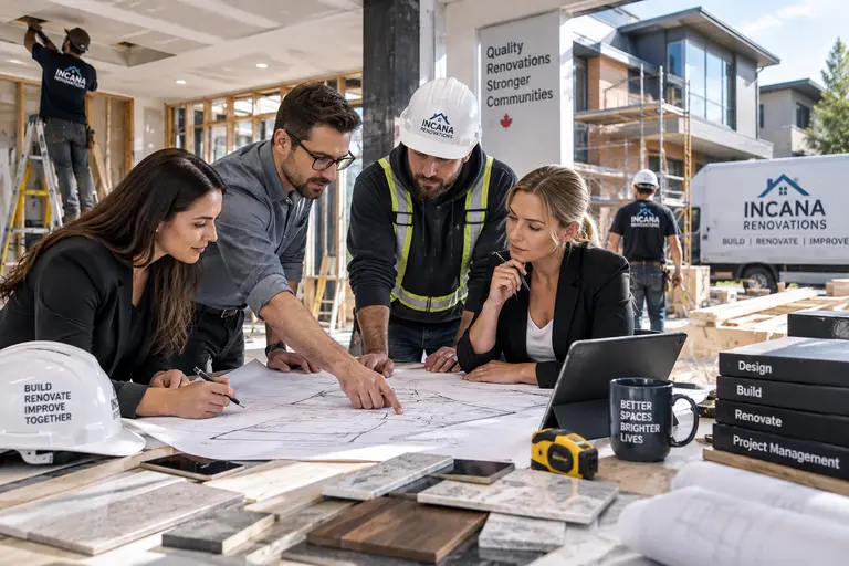 Professional design-build team managing a renovation project