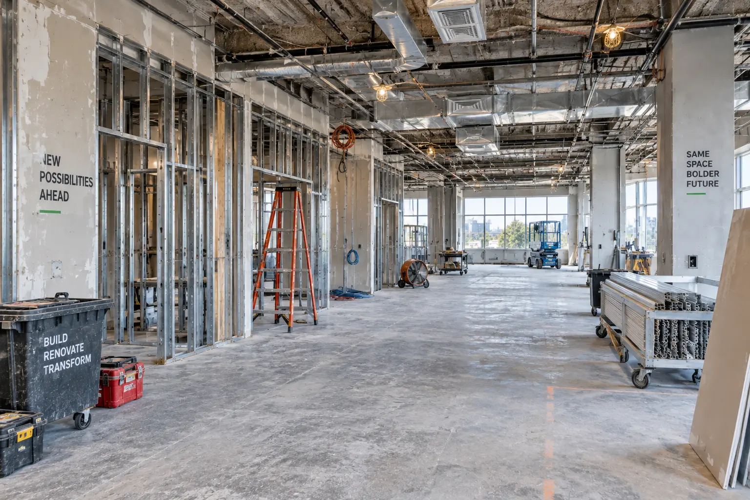 Prepared interior space after demolition before renovation